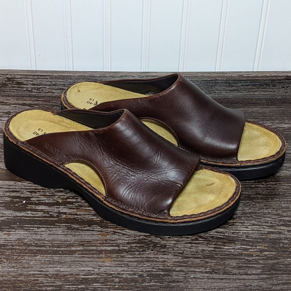 Naot Women's Rome Slip On Burgundy Brown Comfort Leather Sandal Size 40